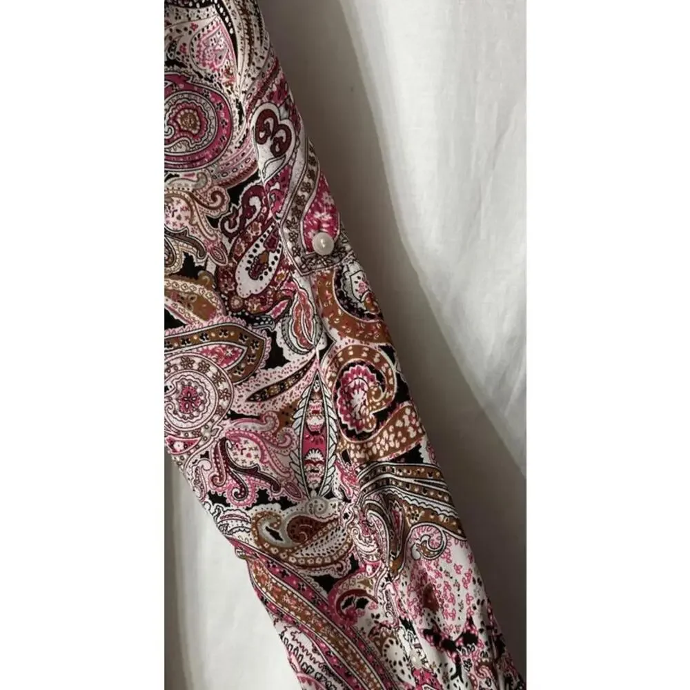 NWT Talbots Womens Long Sleeve‎ Paisley Button Front Shirt Top Blouse M Petite - Picture 14 of 14
